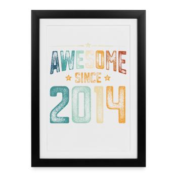 2014 Naissance Année de naissance - Affiche encadrée (27 × 37 cm) - noir - Devant