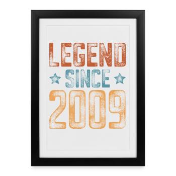 2009 Naissance Année de naissance Anniversaire - Affiche encadrée (27 × 37 cm) - noir - Devant