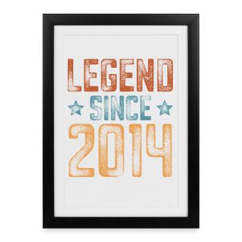 2014 Naissance Année de naissance Anniversaire - Affiche encadrée (27 × 37 cm) - noir - Devant