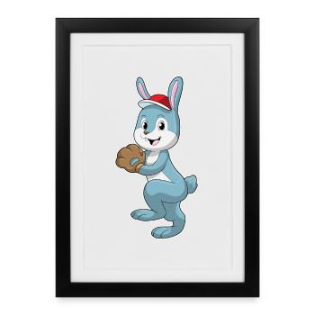 Bunny Baseball Baseball Glove - Framed poster (27 × 37 cm) - black - Front
