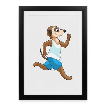 Jogging sportif de suricate - Affiche encadrée (27 × 37 cm) - noir - Devant