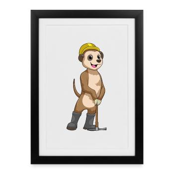Les suricates comme mineurs avec des pioches - Affiche encadrée (27 × 37 cm) - noir - Devant