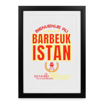 Bienvenue au BARBEUKISTAN - Humour Barbecue - Affiche encadrée (27 × 37 cm) - noir - Devant