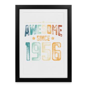 1956 Naissance Anniversaire Année de naissance - Affiche encadrée (27 × 37 cm) - noir - Devant