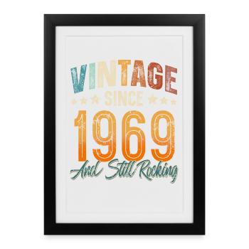 1969 Année de naissance Anniversaire Année de construction Millésime - Affiche encadrée (27 × 37 cm) - noir - Devant