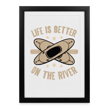 Kayak Kayaking - Affiche encadrée (27 × 37 cm) - noir - Devant