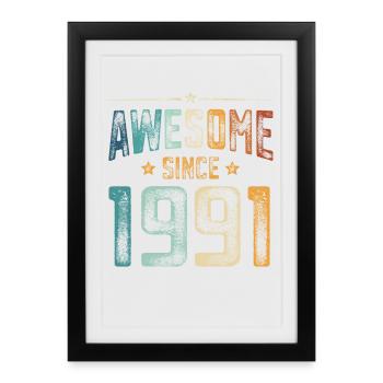 1991 Naissance Année de naissance - Affiche encadrée (27 × 37 cm) - noir - Devant