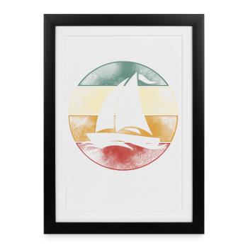 Voilier Voilier Voilier Ancre - Affiche encadrée (27 × 37 cm) - noir - Devant