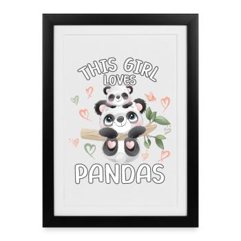 Dieses Maedchen Liebt Pandas - Gerahmtes Poster (27 × 37 cm) - Schwarz - Vorne