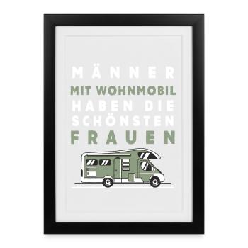 Wohnmobil Männer – Schönste Frauen - Gerahmtes Poster (27 × 37 cm) - Schwarz - Vorne