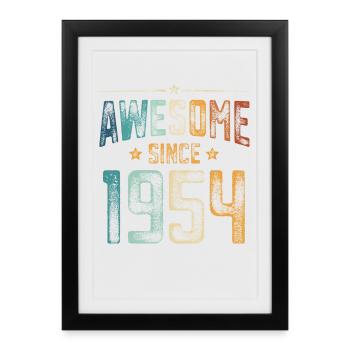 1954 Naissance Année de naissance - Affiche encadrée (27 × 37 cm) - noir - Devant