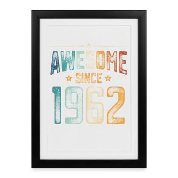 1962 Naissance Année de naissance - Affiche encadrée (27 × 37 cm) - noir - Devant