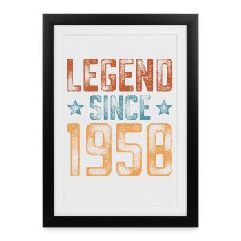 1958 Naissance Année de naissance Anniversaire - Affiche encadrée (27 × 37 cm) - noir - Devant