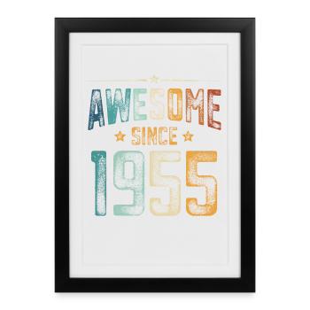 1955 Naissance Anniversaire Année de naissance - Affiche encadrée (27 × 37 cm) - noir - Devant