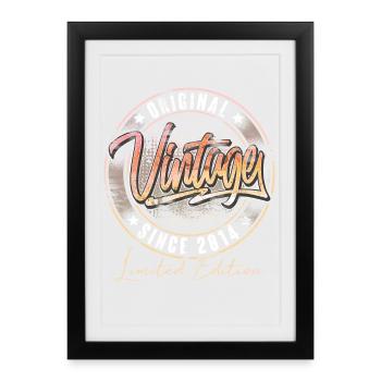 2014 Année de naissance Anniversaire Vintage - Affiche encadrée (27 × 37 cm) - noir - Devant