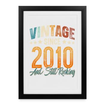 2010 Année de naissance Anniversaire Année de construction Millésime - Affiche encadrée (27 × 37 cm) - noir - Devant