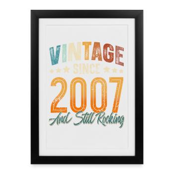 2007 Année de naissance Anniversaire Année de construction Millésime - Affiche encadrée (27 × 37 cm) - noir - Devant