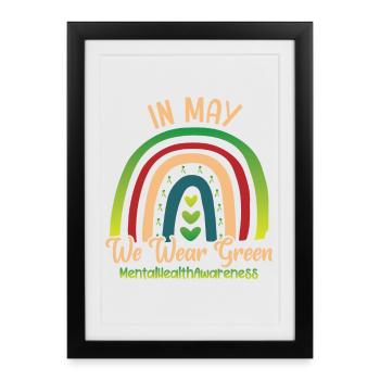 En mai, nous portons une santé mentale verte - Affiche encadrée (27 × 37 cm) - noir - Devant