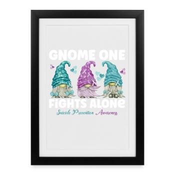 Gnome One Fights Suicide Prevention - Framed poster (27 × 37 cm) - black - Front