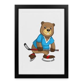 Bâton de hockey sur glace Beaver - Affiche encadrée (27 × 37 cm) - noir - Devant