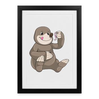 Mole Earthworm - Framed poster (27 × 37 cm) - black - Front
