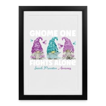 Gnome One Fights Suicide Prevention - Framed poster (27 × 37 cm) - black - Front