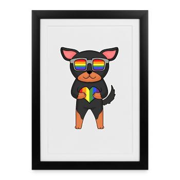 LGBT Dog Lancashire Heeler Rainbow - Framed poster (27 × 37 cm) - black - Front
