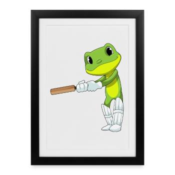 Frog Cricket Cricket Bat - Framed poster (27 × 37 cm) - black - Front