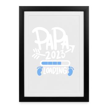 Papa 2023 - Vater 2023 loading Sohn - Gerahmtes Poster (27 × 37 cm) - Schwarz - Vorne