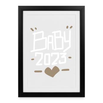 Schwangerschaft Schwanger Baby 2023 - Gerahmtes Poster (27 × 37 cm) - Schwarz - Vorne