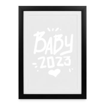 Schwangerschaft Schwanger Baby 2023 - Gerahmtes Poster (27 × 37 cm) - Schwarz - Vorne