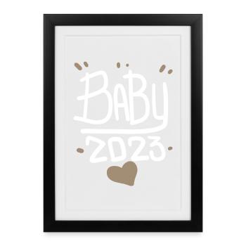 Schwangerschaft Schwanger Baby 2023 - Gerahmtes Poster (27 × 37 cm) - Schwarz - Vorne