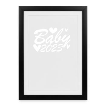 Schwangerschaft Schwanger Baby 2023 - Gerahmtes Poster (27 × 37 cm) - Schwarz - Vorne