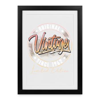 1962 Année de naissance Anniversaire Vintage - Affiche encadrée (27 × 37 cm) - noir - Devant