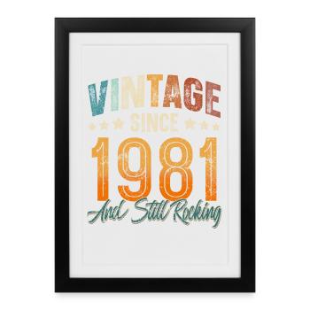 1981 Year of birth Birthday Year of construction Vintage - Framed poster (27 × 37 cm) - black - Front