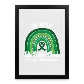 En mai, nous portons une santé mentale verte - Affiche encadrée (27 × 37 cm) - noir - Devant