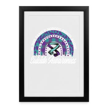 Prévention du suicide Nous portons du violet turquoise - Affiche encadrée (27 × 37 cm) - noir - Devant