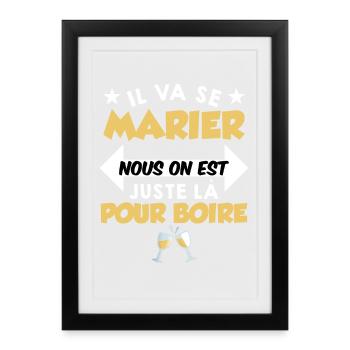 Humour EVG Cadeau Futur Marié Garçon Mariage Team - Affiche encadrée (27 × 37 cm) - noir - Devant