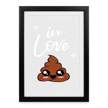 I Love poop cute shit pile - Framed poster (27 × 37 cm) - black - Front