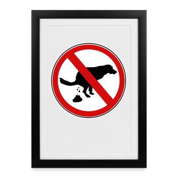 Panneau d’interdiction de merde pour chiens - Affiche encadrée (27 × 37 cm) - noir - Devant