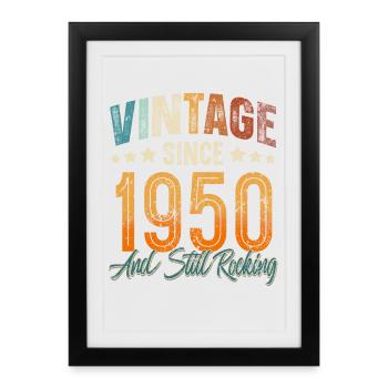 1950 Année de naissance Anniversaire Année de construction Millésime - Affiche encadrée (27 × 37 cm) - noir - Devant