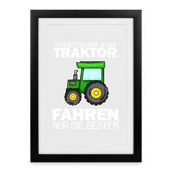 Traktor Trecker Spruch - Gerahmtes Poster (27 × 37 cm) - Schwarz - Vorne