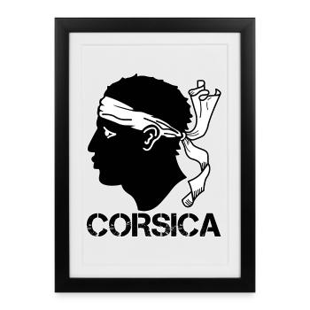 Corsica Drapeau Tête de Maure - Affiche encadrée (27 × 37 cm) - noir - Devant
