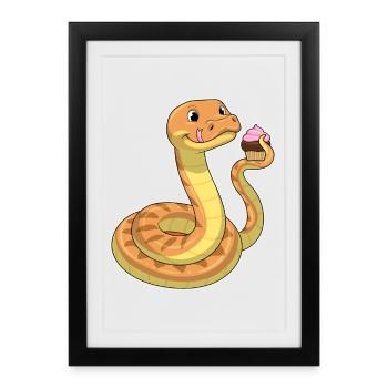 Muffin serpent - Affiche encadrée (27 × 37 cm) - noir - Devant