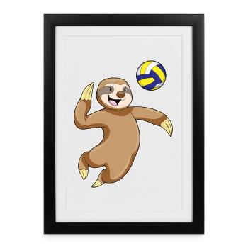 Sloth Volleyball Player Volleyball - Framed poster (27 × 37 cm) - black - Front