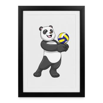 Joueur de volley-ball Panda Volley-ball - Affiche encadrée (27 × 37 cm) - noir - Devant