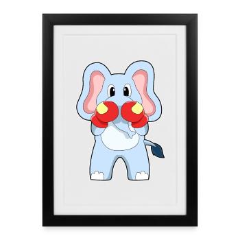 Elephant Boxer Gants de boxe Boxe - Affiche encadrée (27 × 37 cm) - noir - Devant