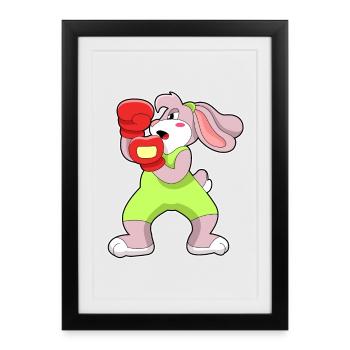 Bunny Boxer Gants de boxe Boxe Boxe - Affiche encadrée (27 × 37 cm) - noir - Devant
