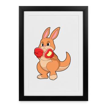 Kangaroo Boxer Boxer Gants de boxe - Affiche encadrée (27 × 37 cm) - noir - Devant