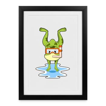 Plongée en plongée en apnée pour plongeurs de grenouille - Affiche encadrée (27 × 37 cm) - noir - Devant